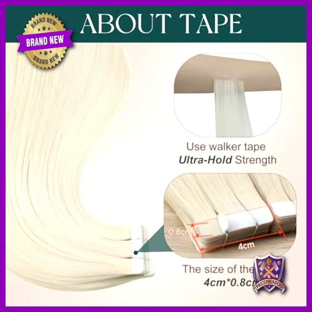24 Inch Tape In Human Hair Extensions 20pcs 50g Long Straight Reusable
